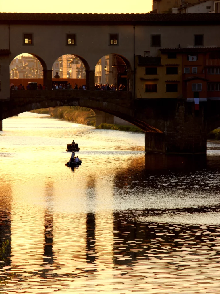 photographies d'Italie coucher de soleil sur le Pont Vecchio, Florence